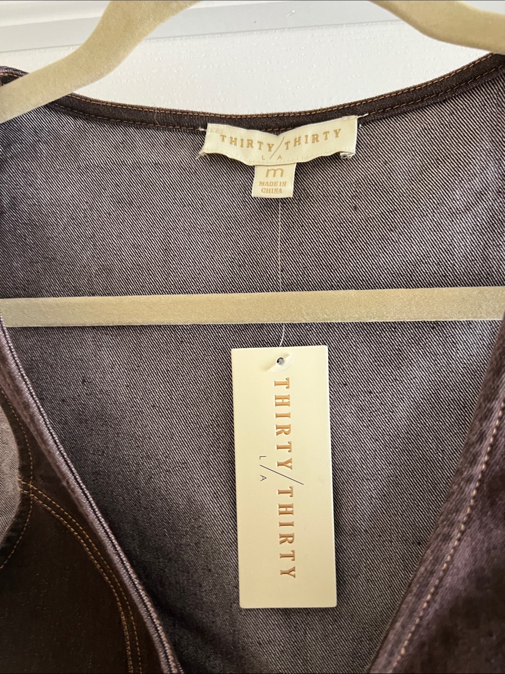 Thirty Thirty Brown Jean Tie-Front Crop Vest - Picture 4 of 9